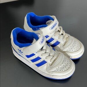 Adidas Kids White and Royal Blue Sneakers